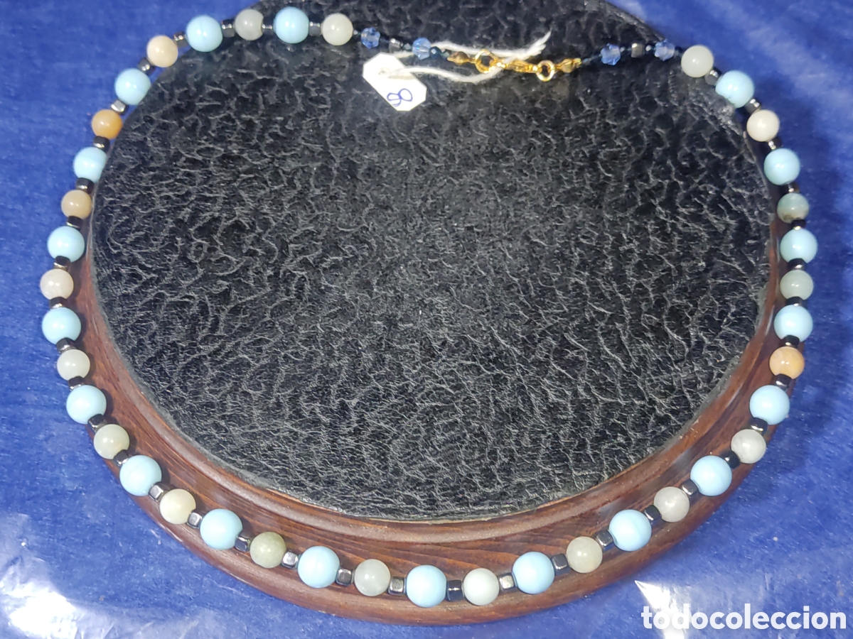 Joyeria: Collar de cristal de murano azul celeste y Amazonita natural. *8* - Foto 5