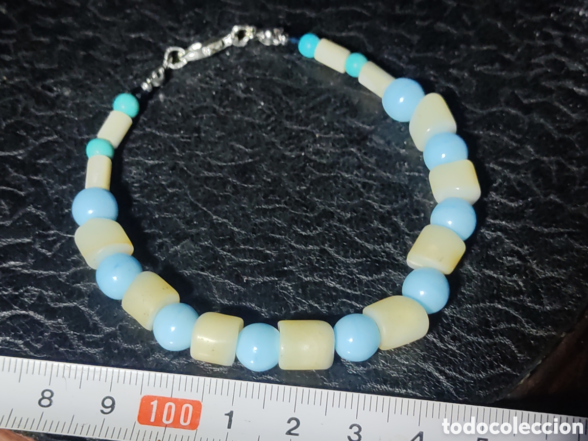 Joyeria: Pulsera de n&aacute;car y opalina azul celeste. - Foto 2