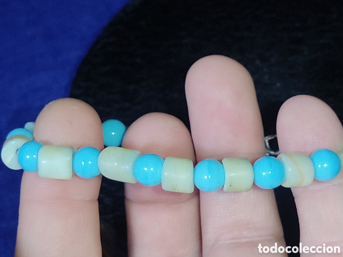Joyeria: Pulsera de n&aacute;car y opalina azul celeste. - Foto 3