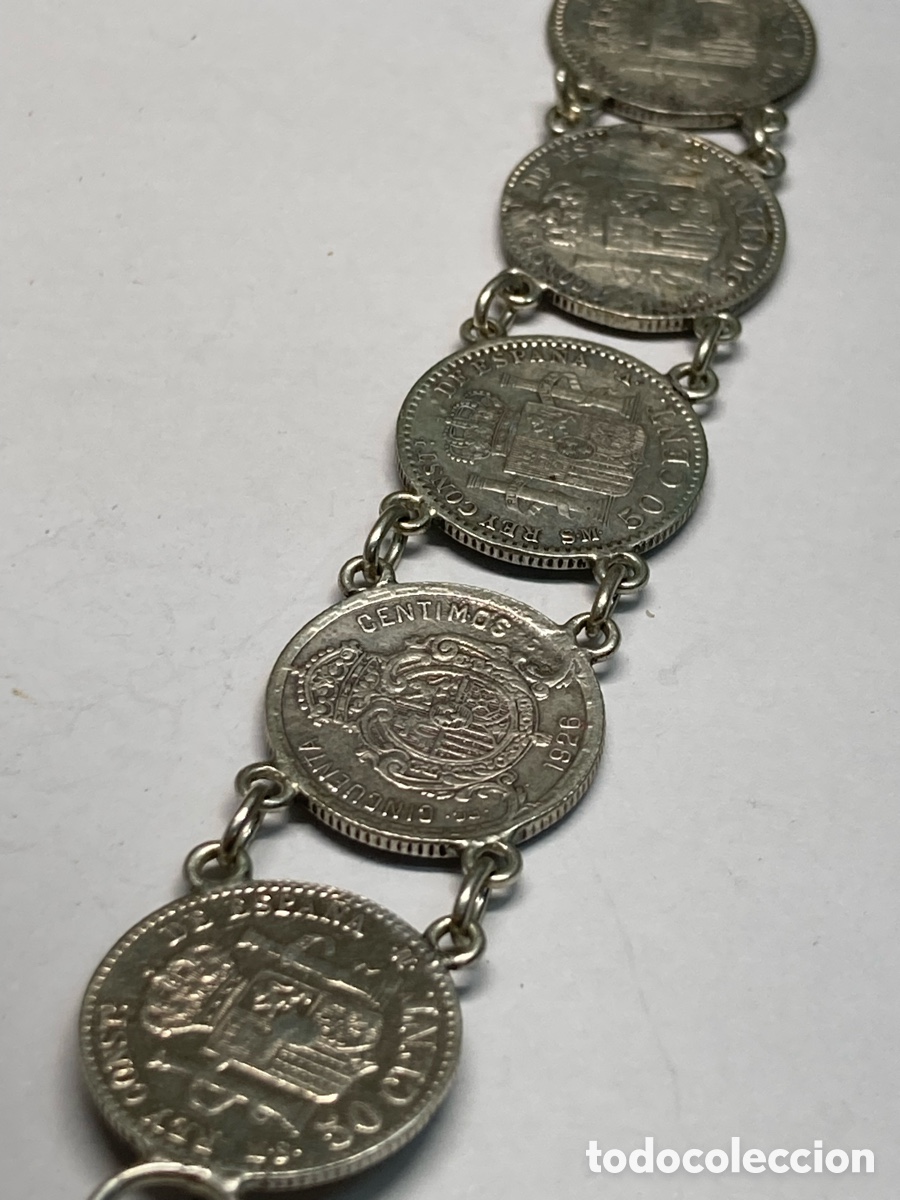Joyeria: Pulsera de plata monedas 50 c&eacute;ntimos y 2 pesetas - Foto 2