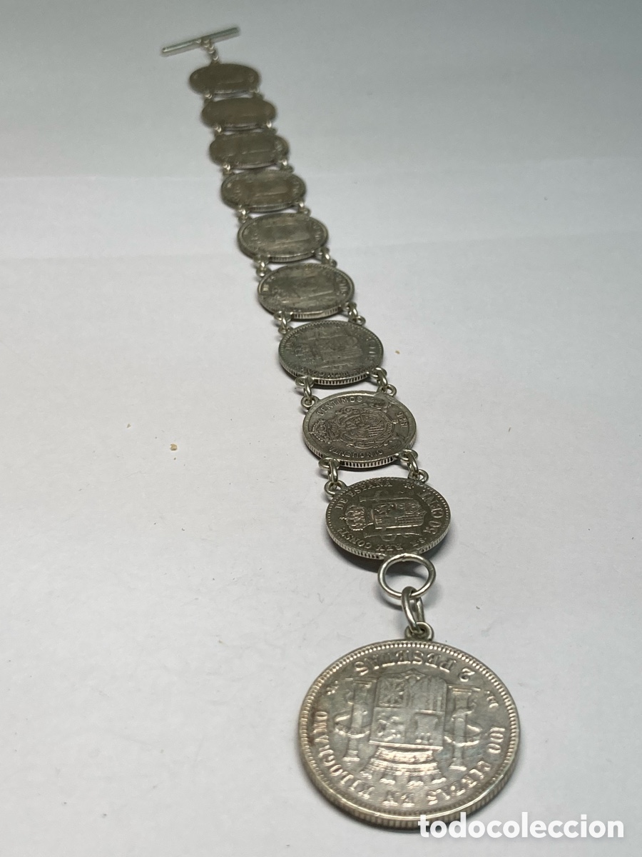 Joyeria: Pulsera de plata monedas 50 c&eacute;ntimos y 2 pesetas - Foto 1