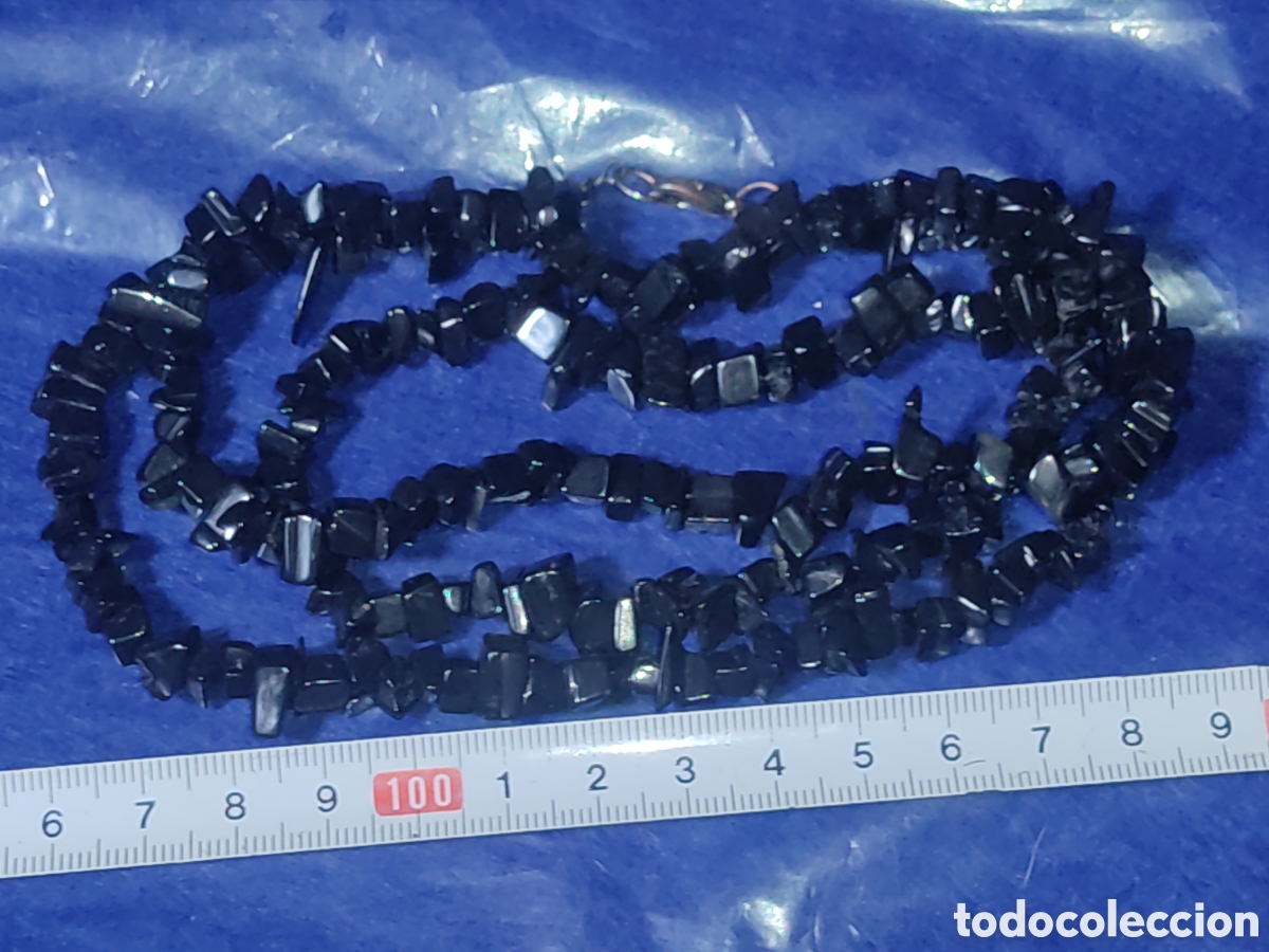 Joyeria: Collar largo de trozos de obsidiana.Vintage. - Foto 2
