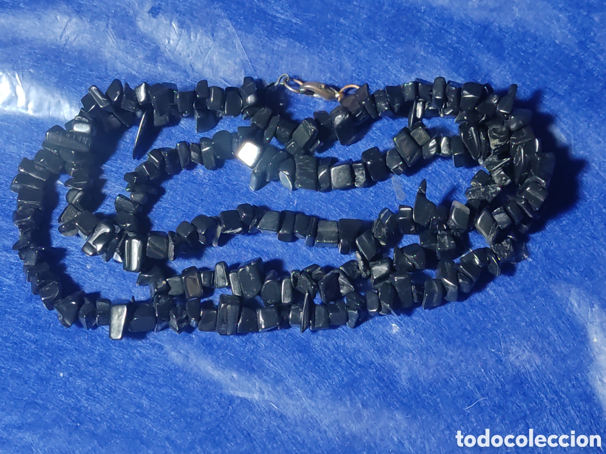 Joyeria: Collar largo de trozos de obsidiana.Vintage. - Foto 3