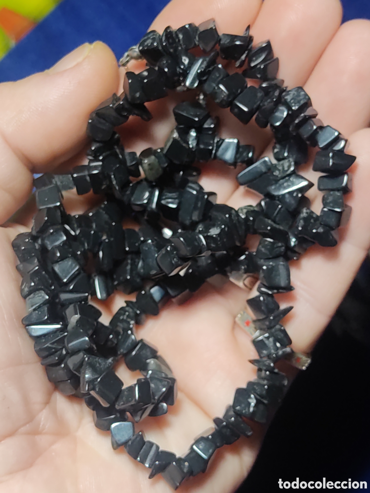 Joyeria: Collar largo de trozos de obsidiana.Vintage. - Foto 4