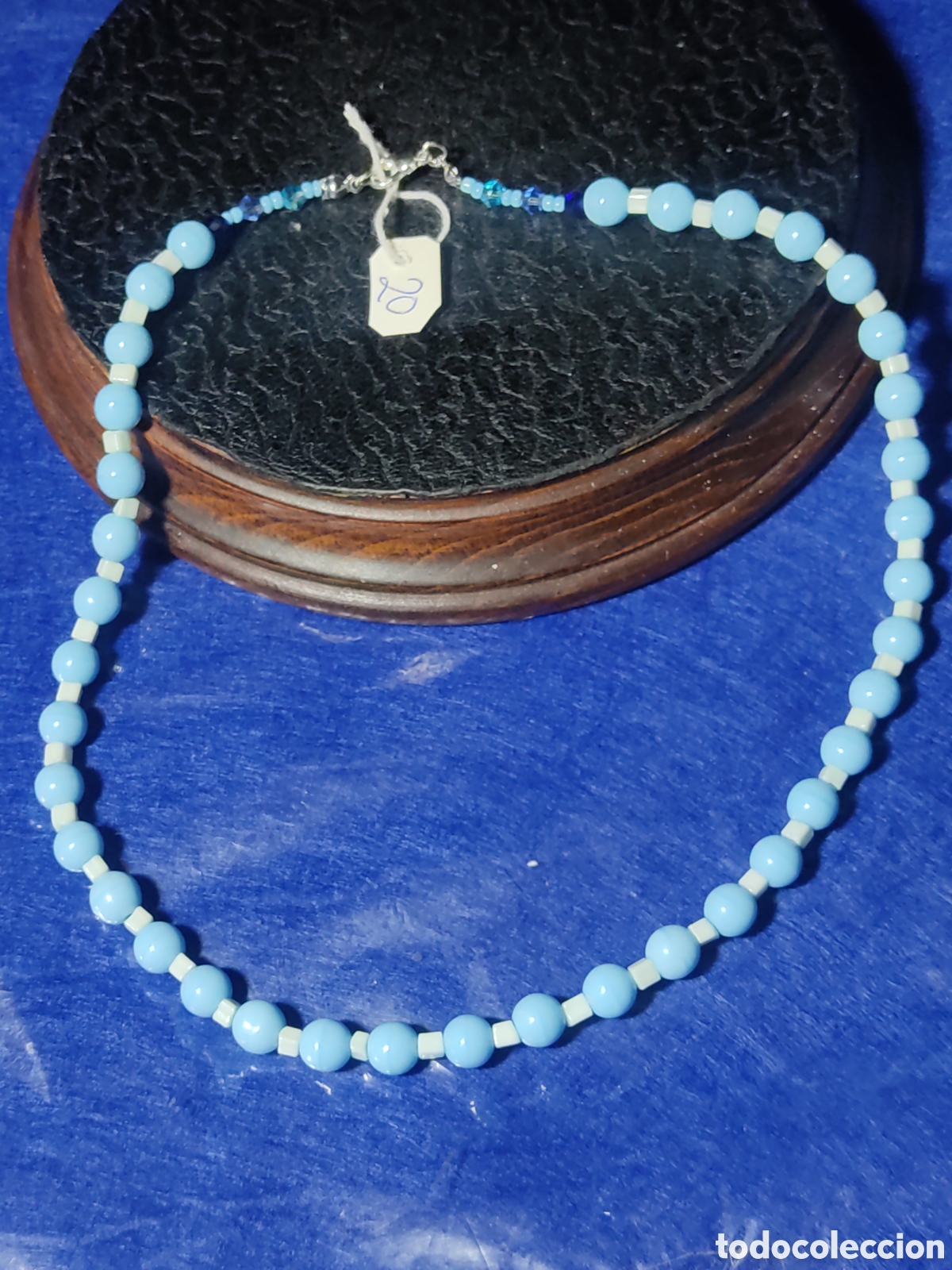 Joyeria: Collar de cristal de murano azul celeste y cristal. *20* - Foto 3