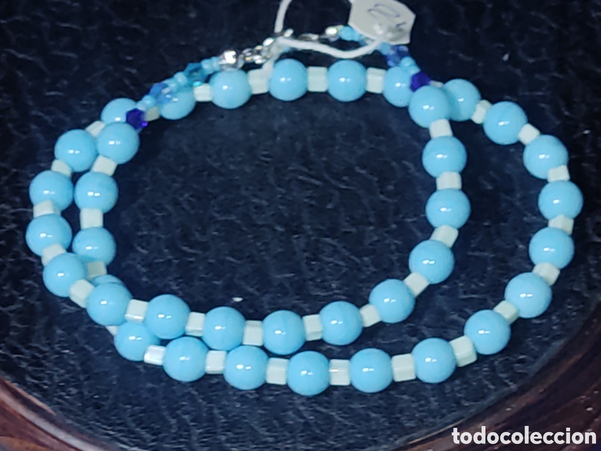 Joyeria: Collar de cristal de murano azul celeste y cristal. *20* - Foto 4