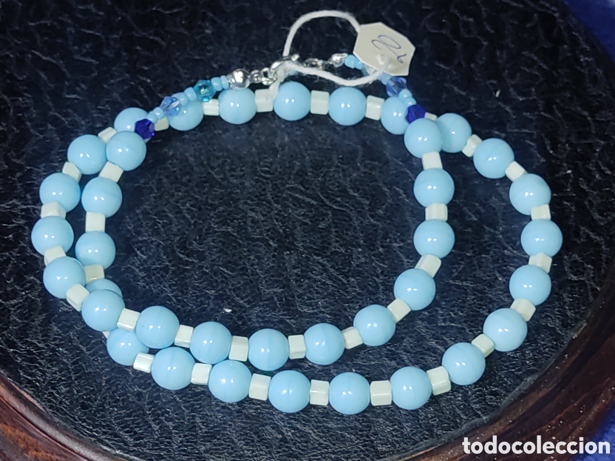 Joyeria: Collar de cristal de murano azul celeste y cristal. *20* - Foto 5