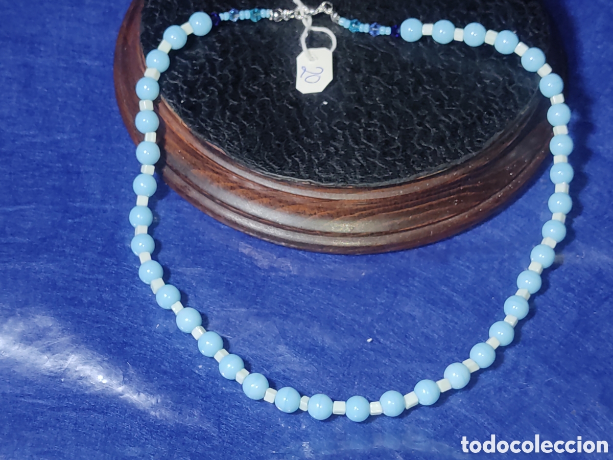 Joyeria: Collar de cristal de murano azul celeste y cristal. *20* - Foto 1