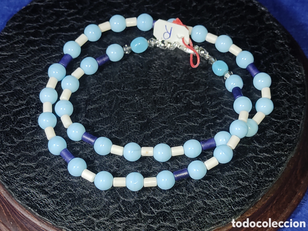 Joyeria: Collar de cristal de murano azul celeste y lapisl&aacute;zuli. *R* - Foto 4