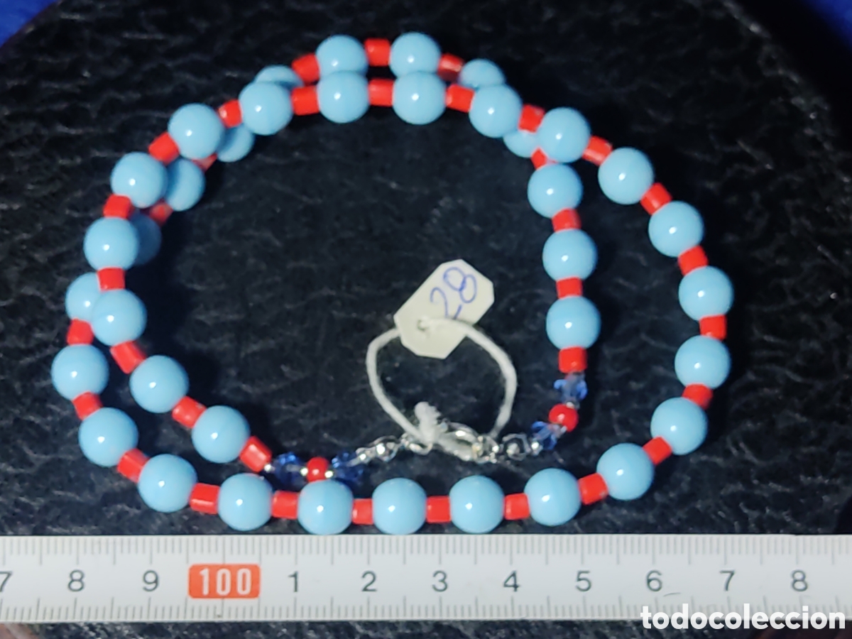 Joyeria: Collar de cristal de murano azul celeste. *28* - Foto 3