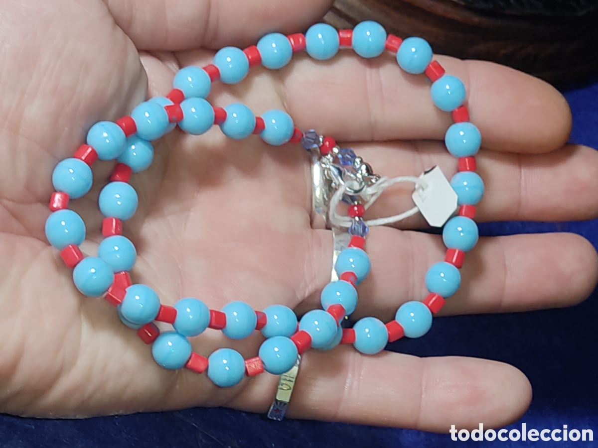 Joyeria: Collar de cristal de murano azul celeste. *28* - Foto 5