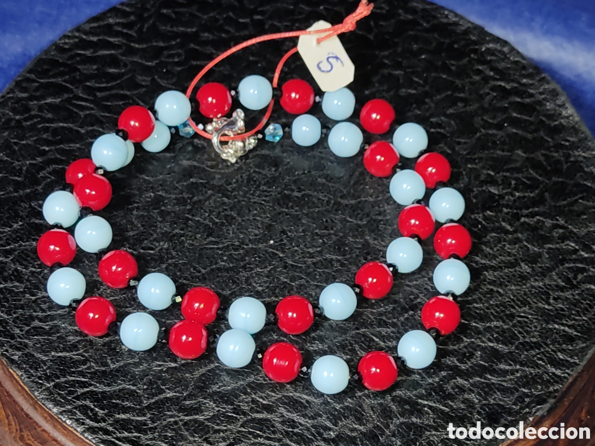 Joyeria: Collar de coral rojo y opalina azul. *S* - Foto 3