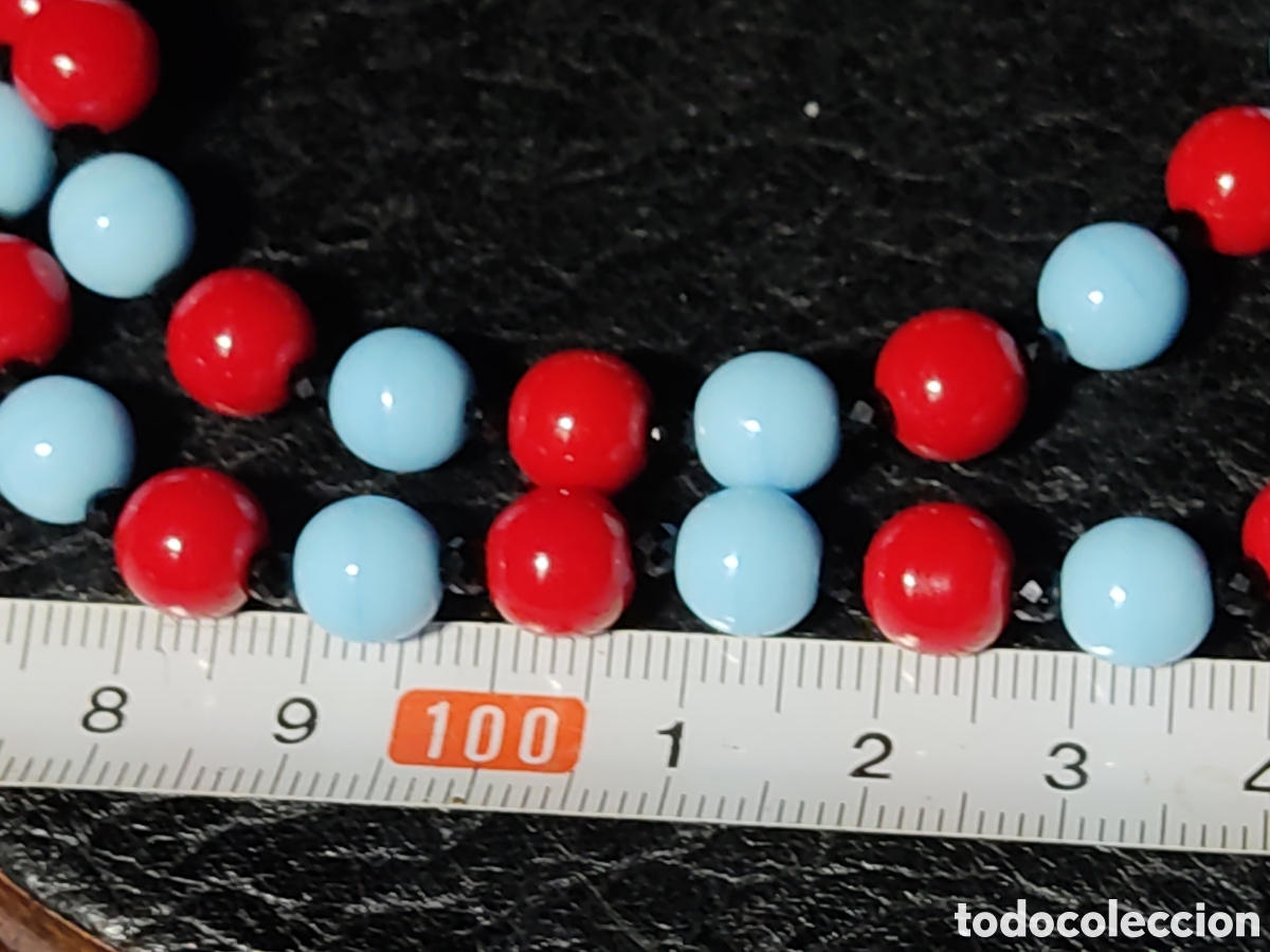 Joyeria: Collar de coral rojo y opalina azul. *S* - Foto 4