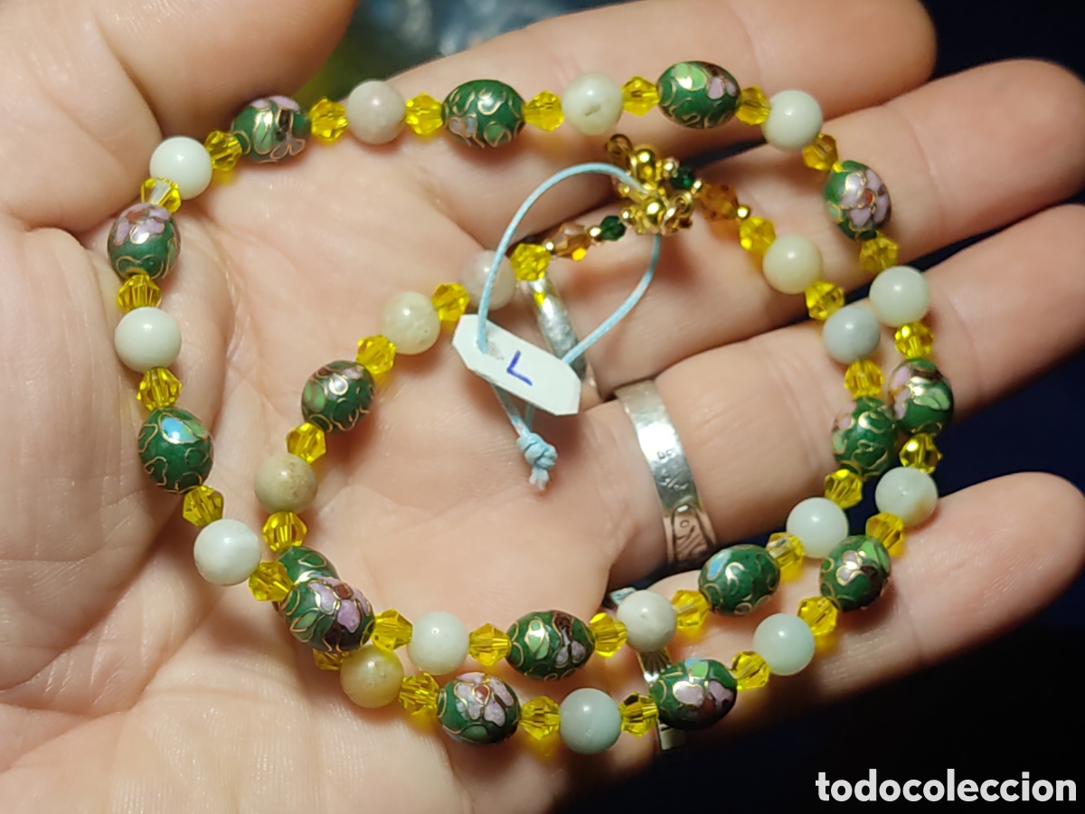 Joyeria: Collar de cloisonne y Amazonita natural. *L* - Foto 6