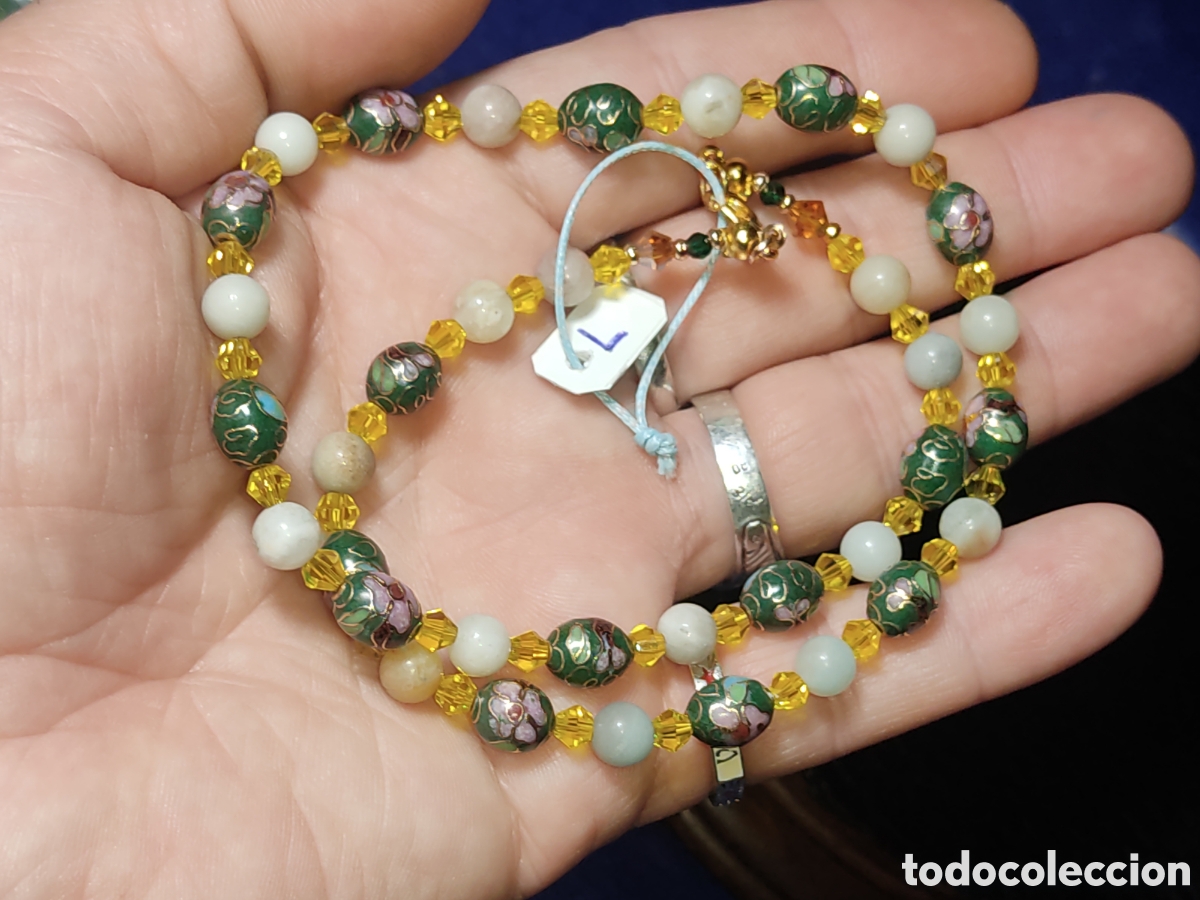 Joyeria: Collar de cloisonne y Amazonita natural. *L* - Foto 7