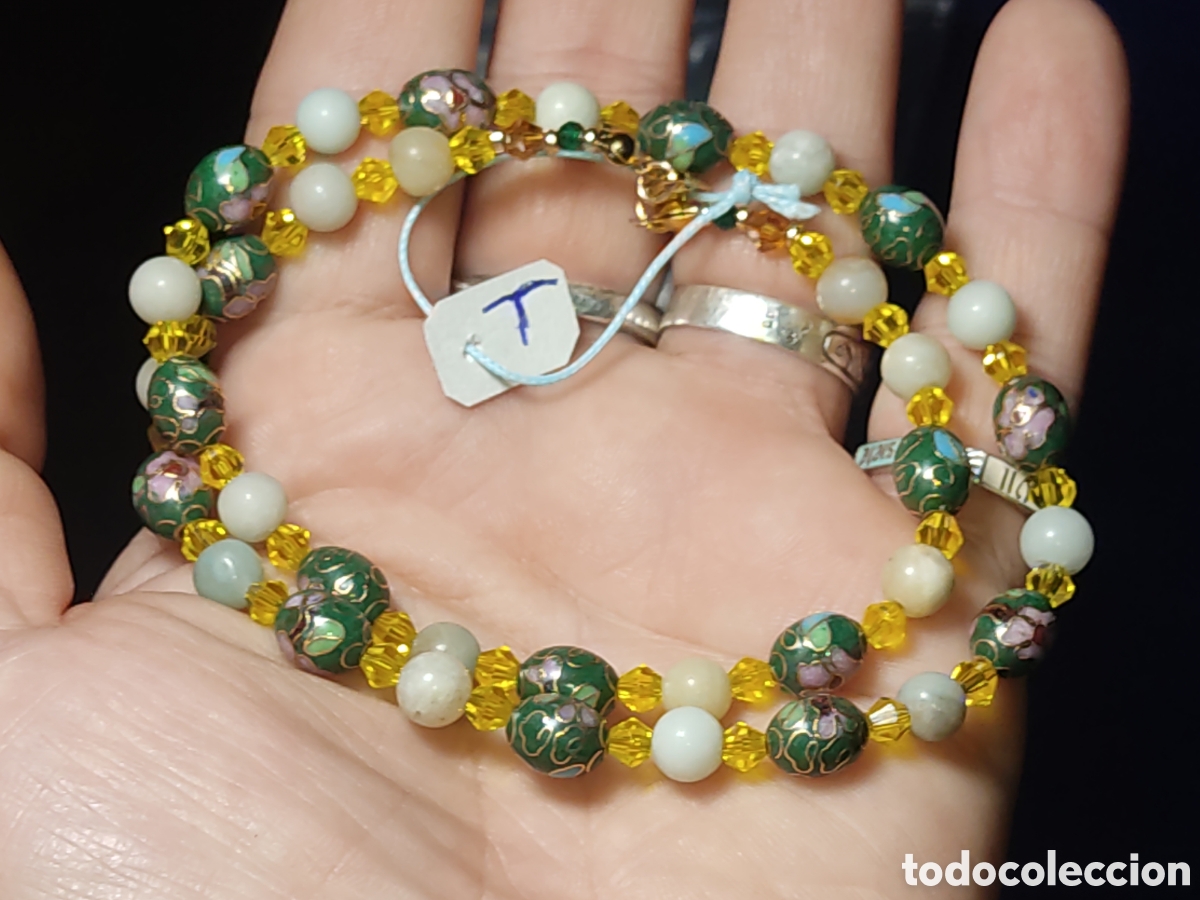 Joyeria: Collar de cloisonne y Amazonita natural. *T* - Foto 5