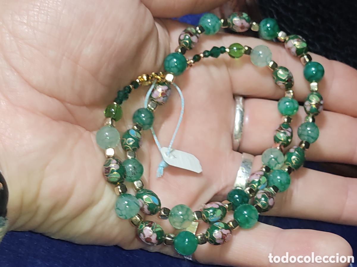 Joyeria: Collar de cloisonne y cuarzo venas de drag&oacute;n. *U* - Foto 5