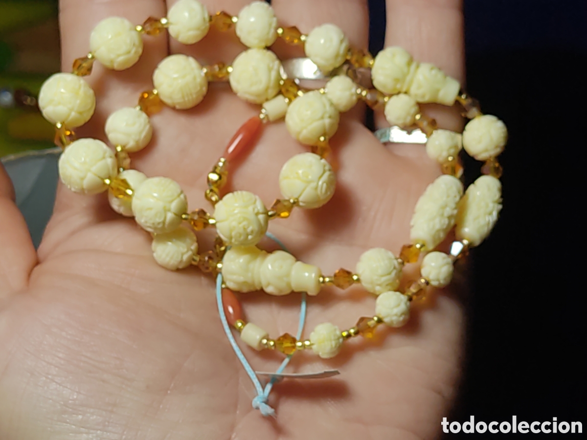 Joyeria: Collar de cinabrio blanco tallado. *F* - Foto 8