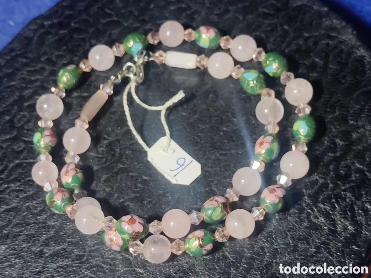 Joyeria: Collar de cloisonne y cuarzo rosa. *16* - Foto 2