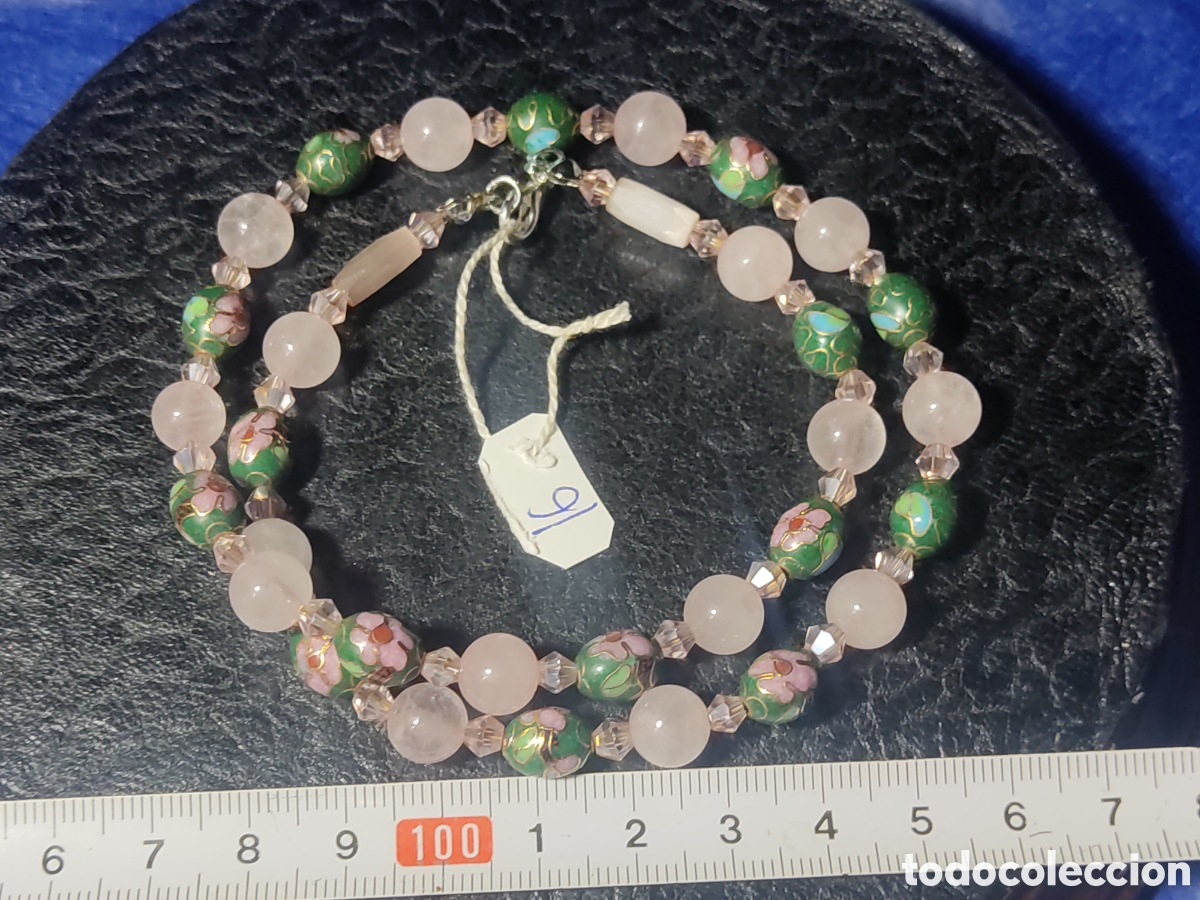 Joyeria: Collar de cloisonne y cuarzo rosa. *16* - Foto 3