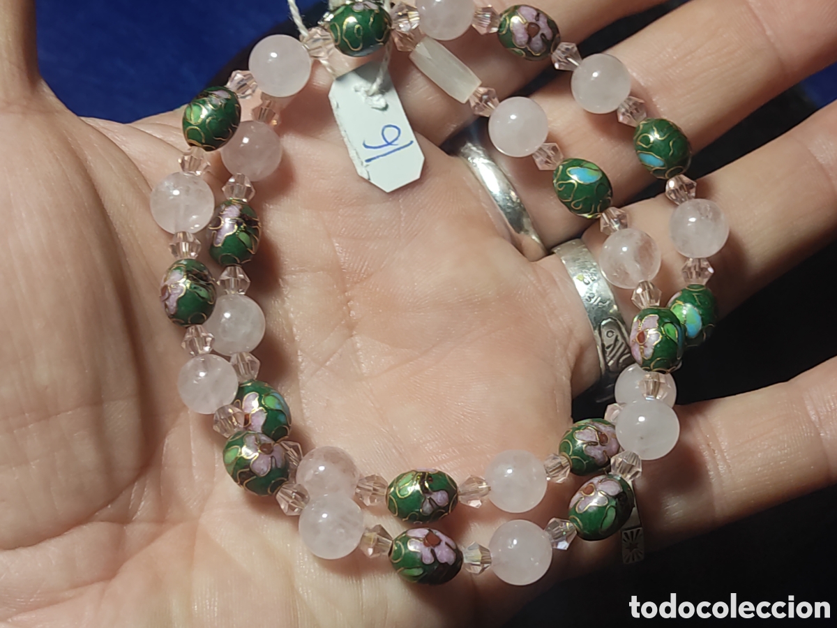 Joyeria: Collar de cloisonne y cuarzo rosa. *16* - Foto 4