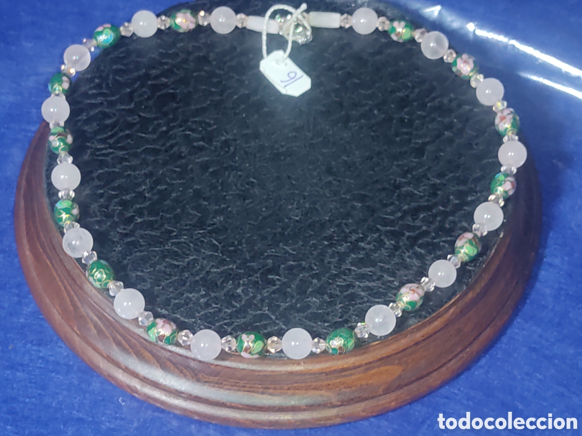 Joyeria: Collar de cloisonne y cuarzo rosa. *16* - Foto 1