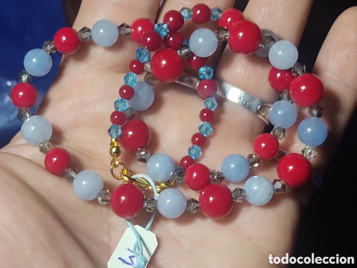 Joyeria: Collar de coral y calcedonia. *M* - Foto 4