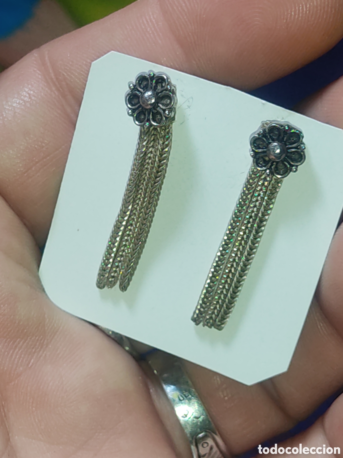 Joyeria: Pendientes antiguos de plata 925. - Foto 4