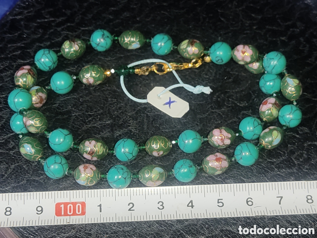 Joyeria: Collar cloisonne y turquesa verde. *X* - Foto 3