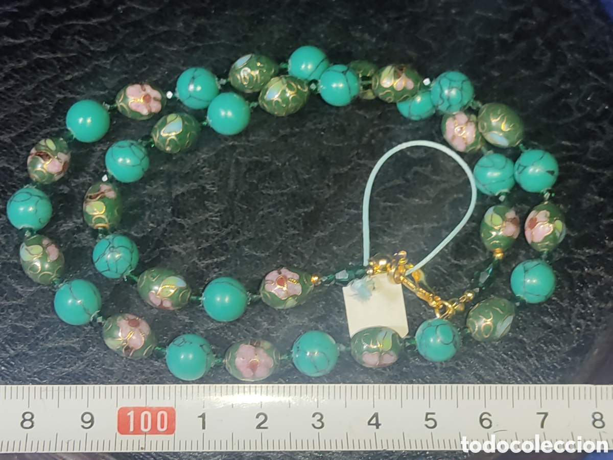 Joyeria: Collar de cloisonne y turquesa verde. *Z* - Foto 3