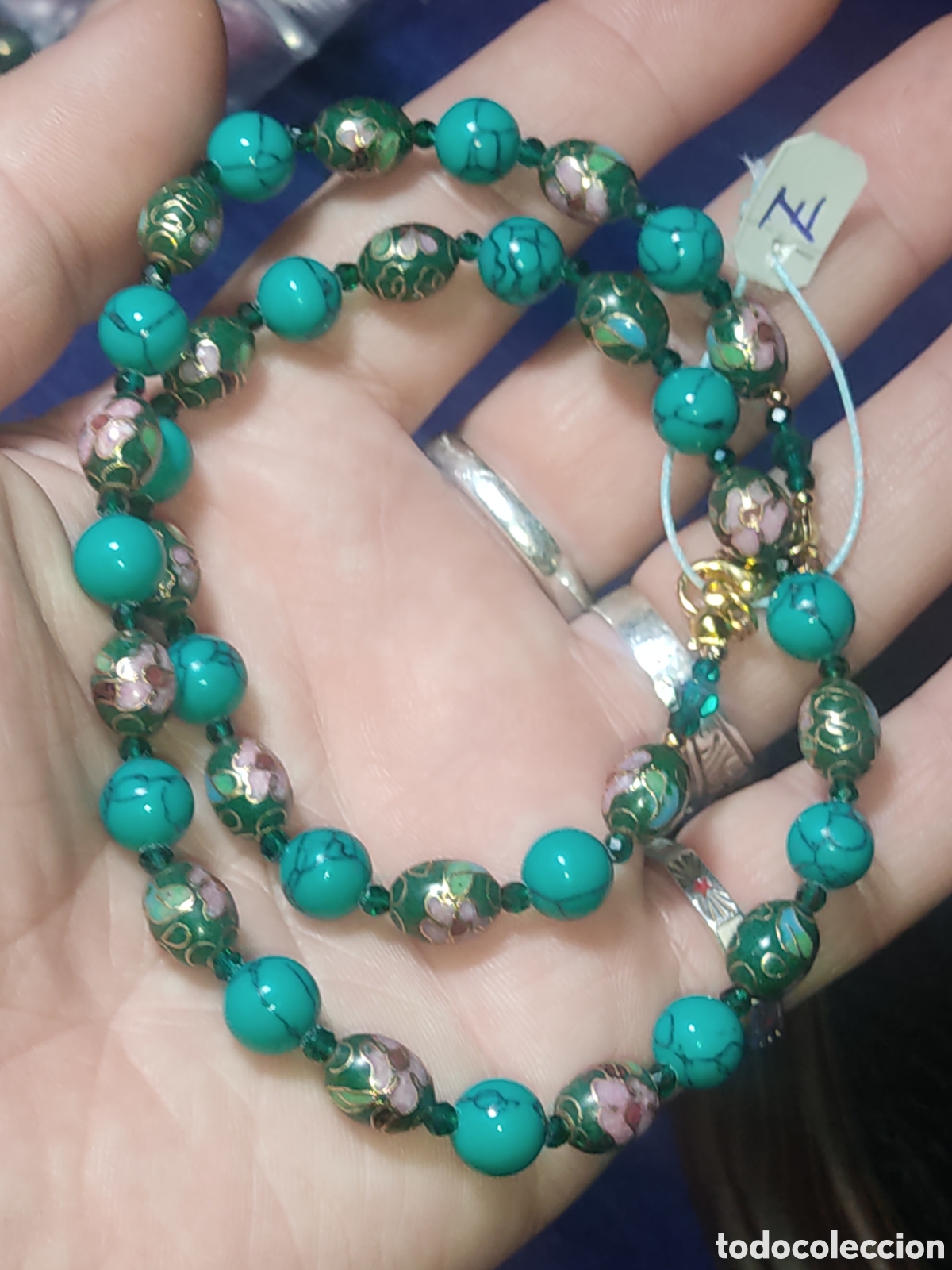 Joyeria: Collar de cloisonne y turquesa verde. *Z* - Foto 4