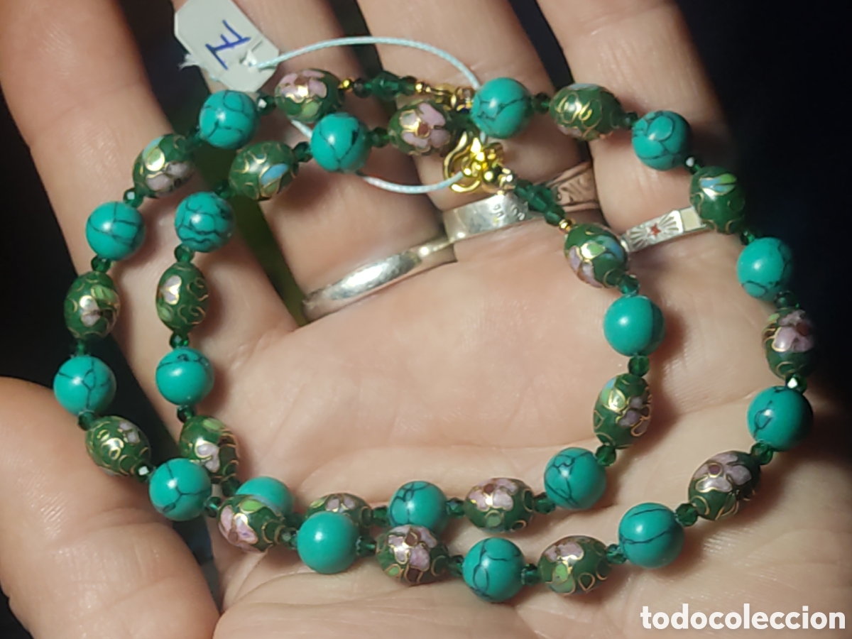 Joyeria: Collar de cloisonne y turquesa verde. *Z* - Foto 5