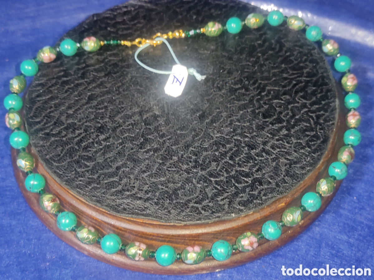 Joyeria: Collar de cloisonne y turquesa verde. *Z* - Foto 1