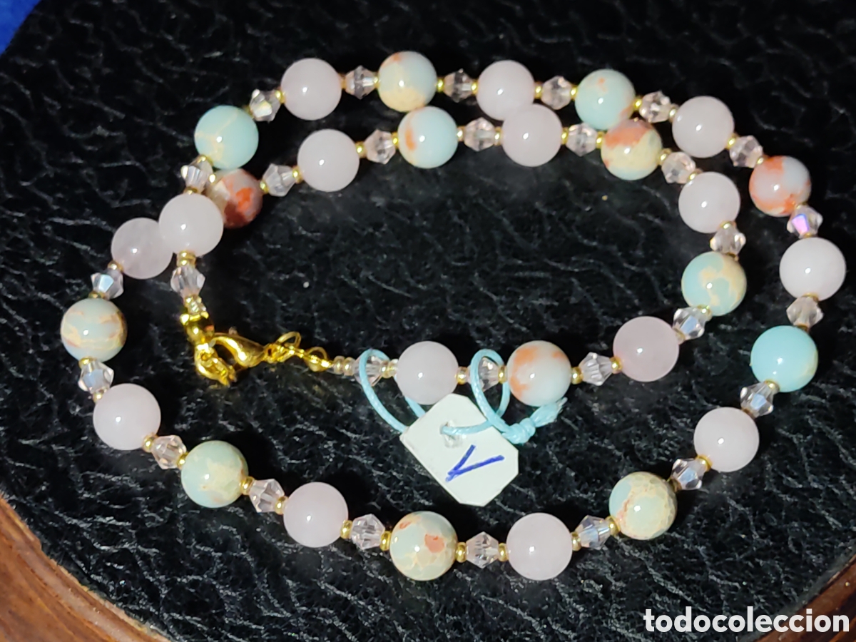 Joyeria: Collar de cuarzo rosa y azul venas de drag&oacute;n. *V* - Foto 2