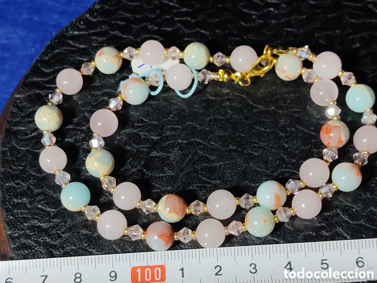 Joyeria: Collar de cuarzo rosa y azul venas de drag&oacute;n. *V* - Foto 3