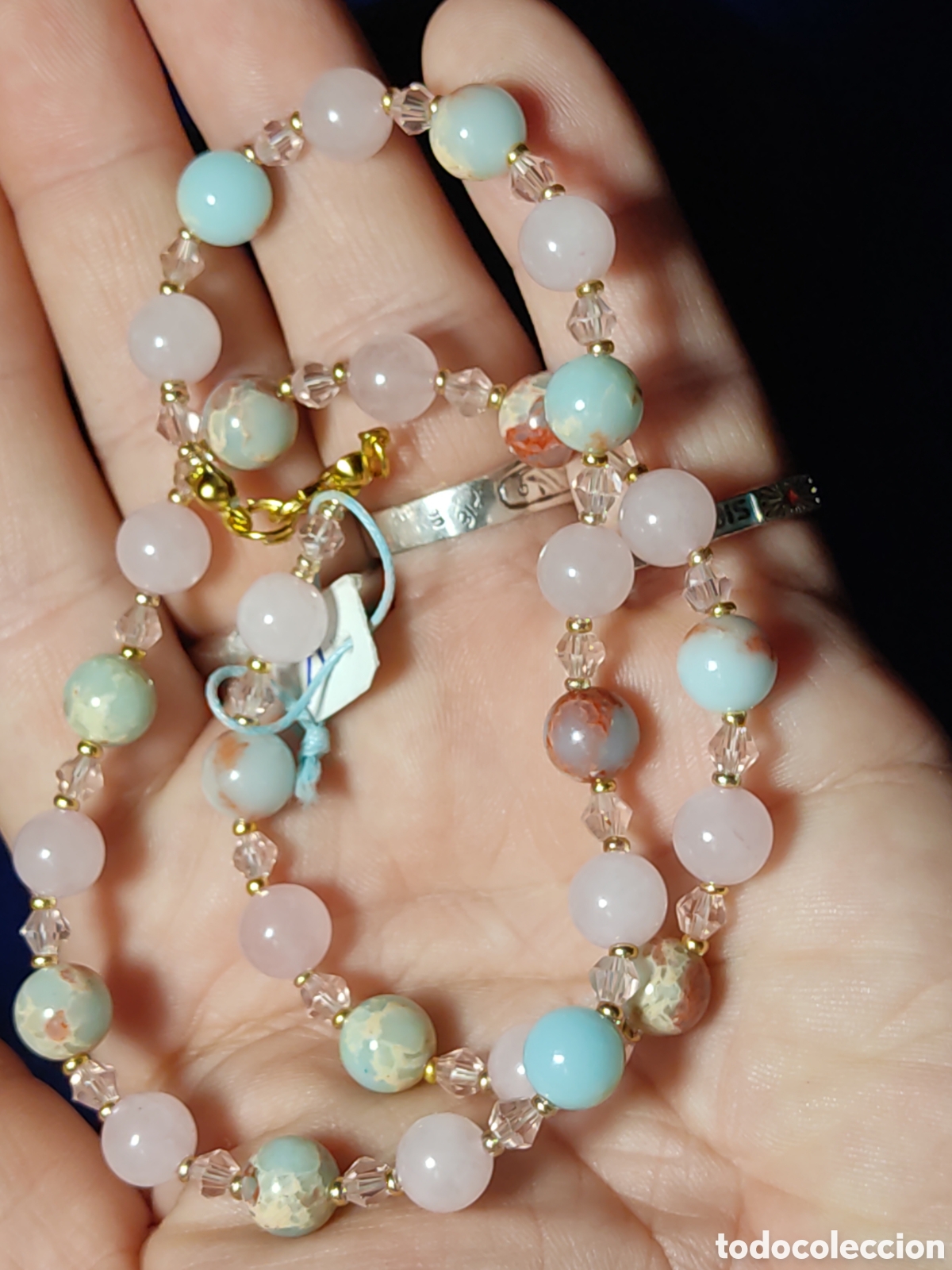Joyeria: Collar de cuarzo rosa y azul venas de drag&oacute;n. *V* - Foto 4