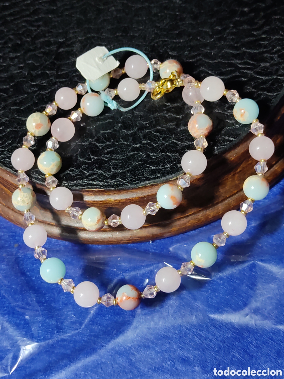 Joyeria: Collar de cuarzo rosa y azul venas de drag&oacute;n. *V* - Foto 5
