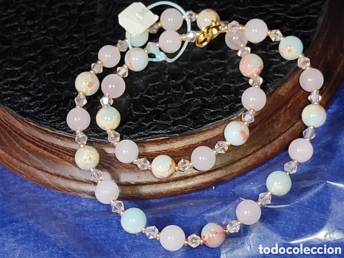 Joyeria: Collar de cuarzo rosa y azul venas de drag&oacute;n. *V* - Foto 6