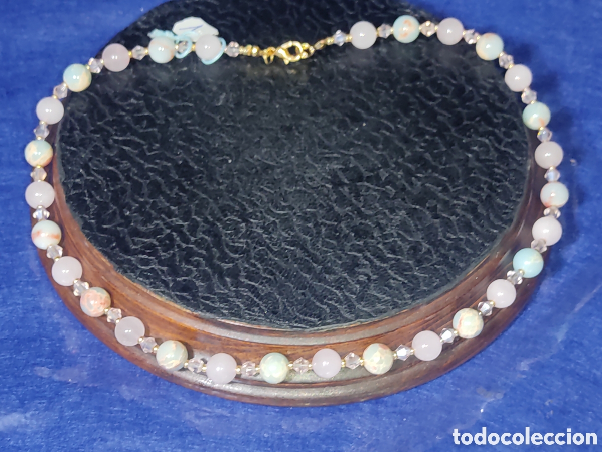Joyeria: Collar de cuarzo rosa y azul venas de drag&oacute;n. *V* - Foto 1