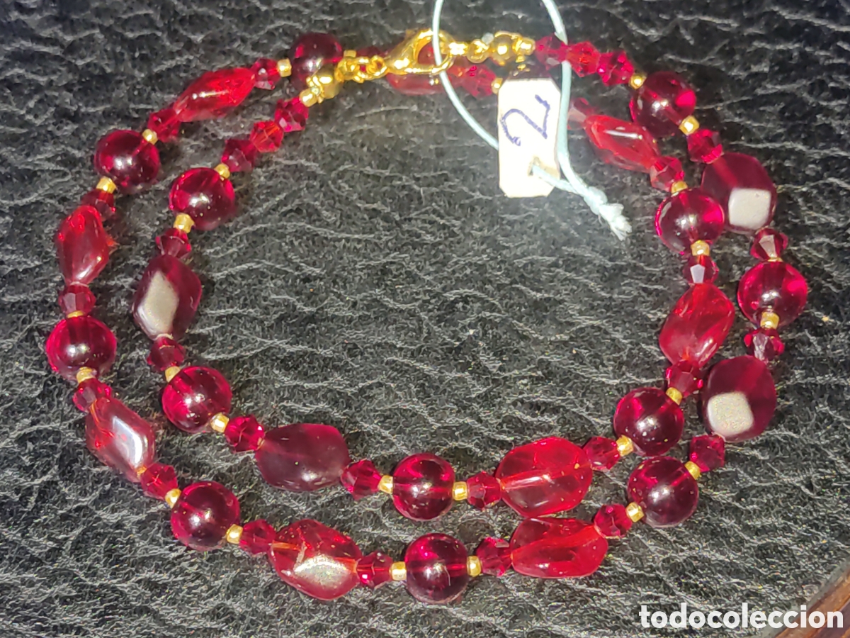 Joyeria: Collar de cristal de Murano rojo.Vintage. *2* - Foto 4