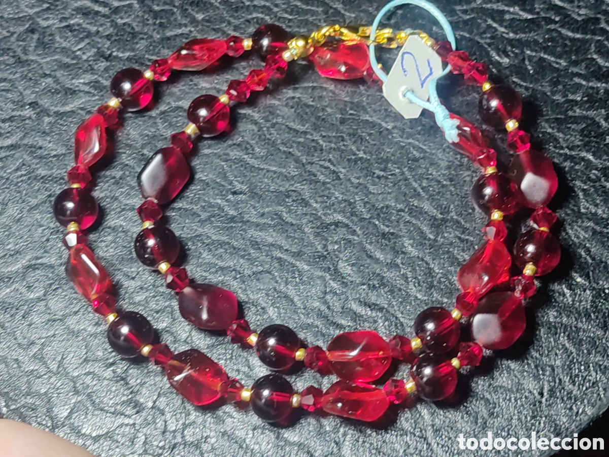 Joyeria: Collar de cristal de Murano rojo.Vintage. *2* - Foto 5