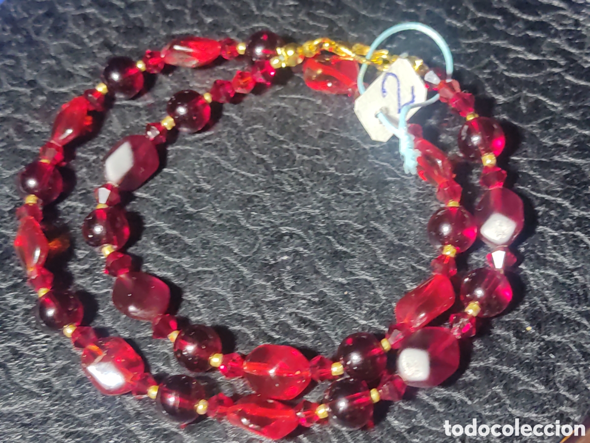 Joyeria: Collar de cristal de Murano rojo.Vintage. *2* - Foto 6