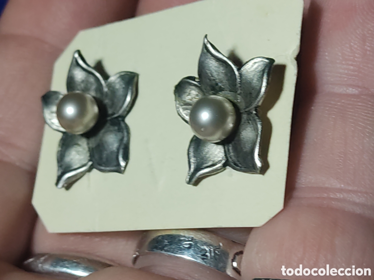 Joyeria: Pendientes modernistas flor con perlas,cierre catal&aacute;n *V* - Foto 7