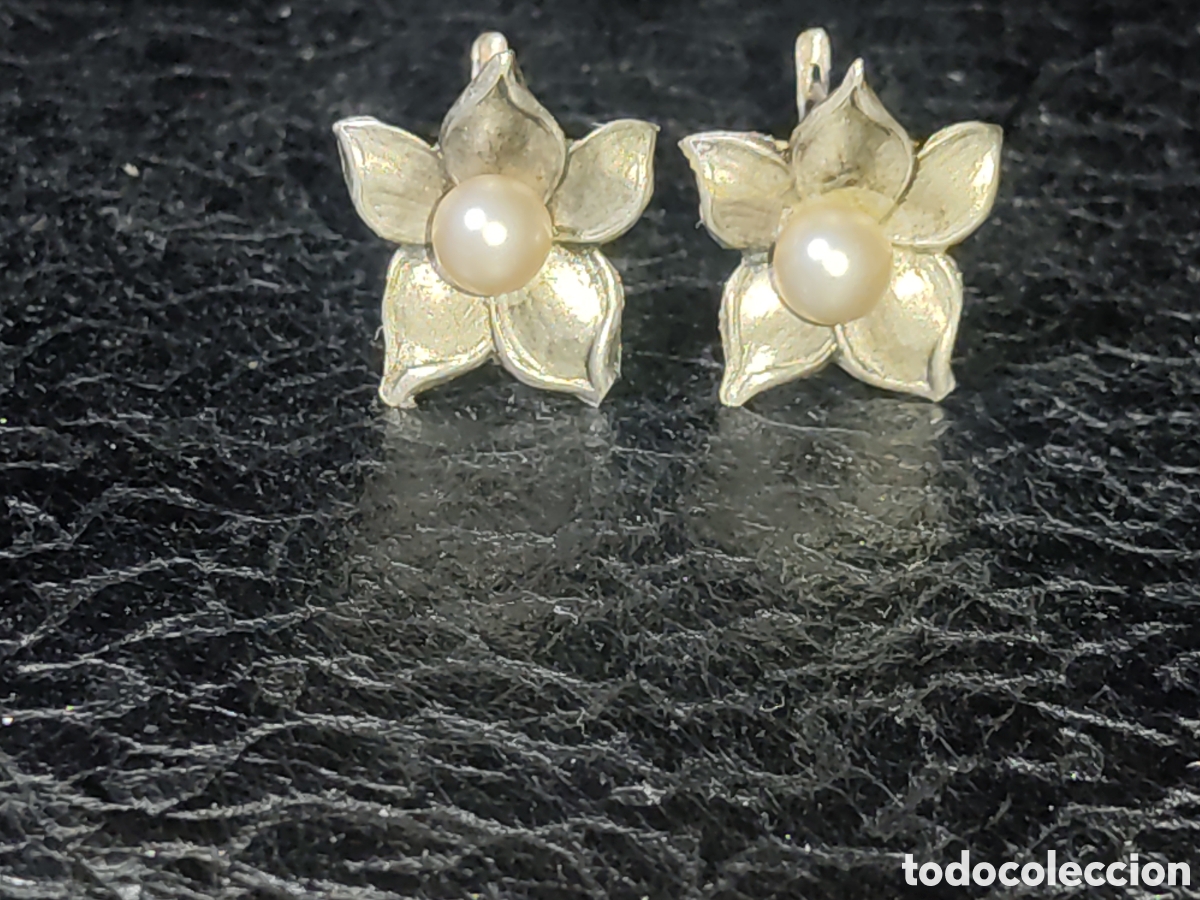 Joyeria: Pendientes modernistas flor con perlas,cierre catal&aacute;n *V* - Foto 1