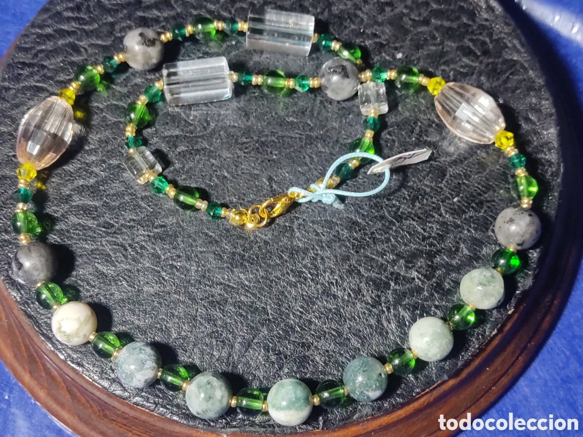 Joyeria: Collar de Jaspe musgo y cristal. *32* - Foto 2