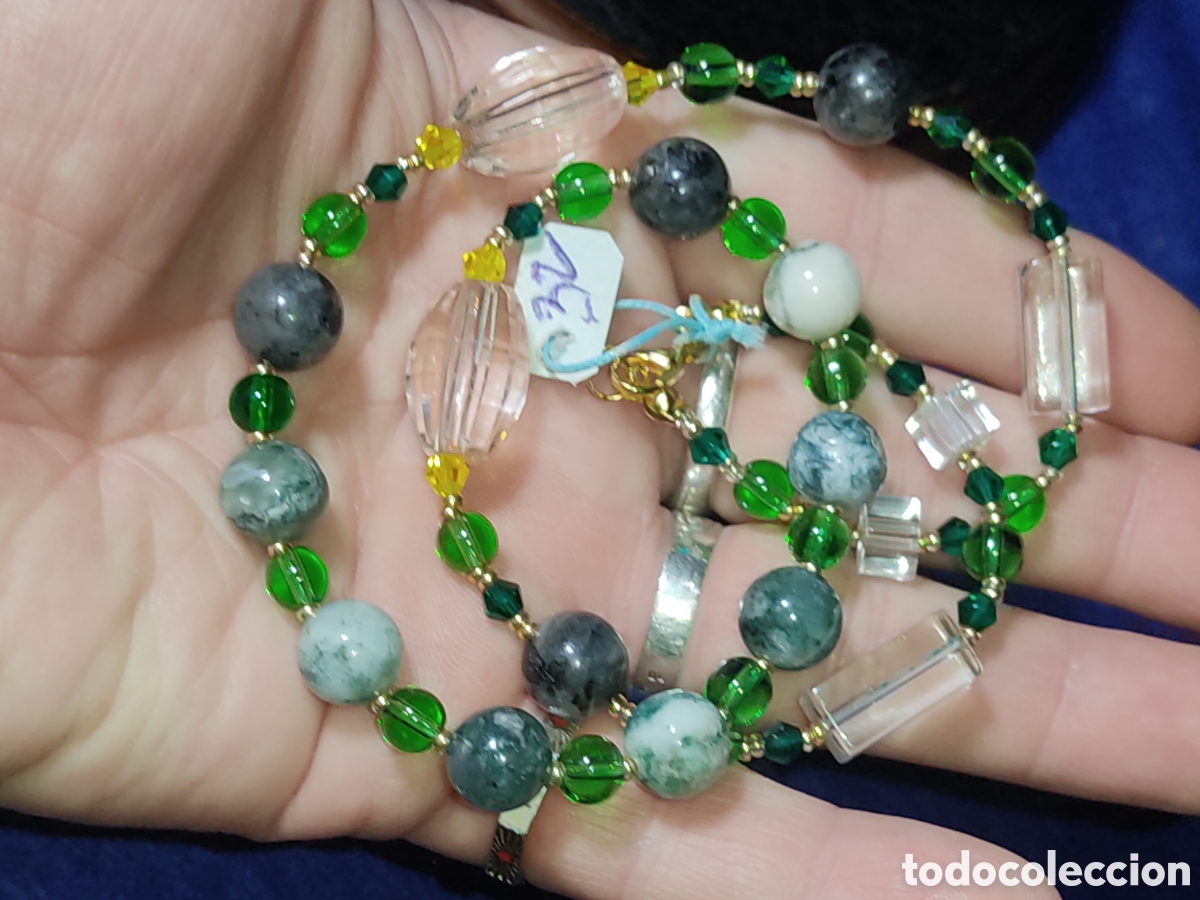 Joyeria: Collar de Jaspe musgo y cristal. *32* - Foto 5