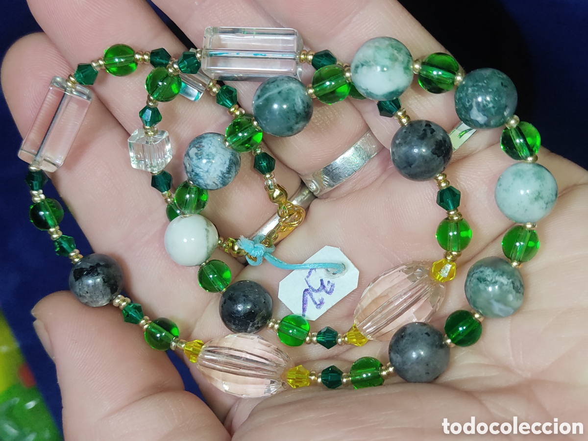 Joyeria: Collar de Jaspe musgo y cristal. *32* - Foto 6