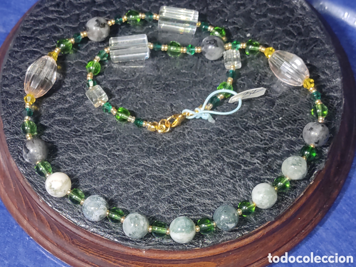 Joyeria: Collar de Jaspe musgo y cristal. *32* - Foto 1