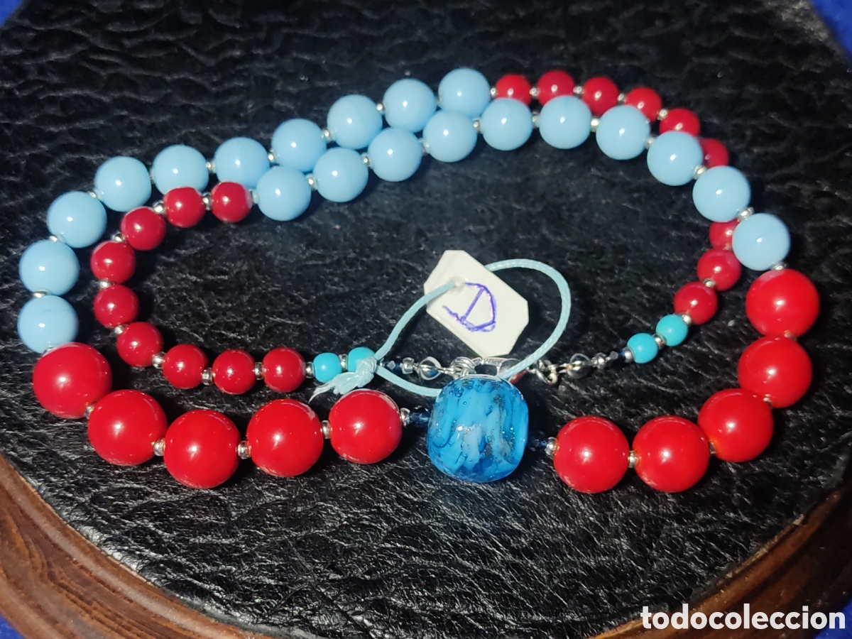 Joyeria: Collar de coral rojo,opalina y bola de cristal de Murano. *D* - Foto 2