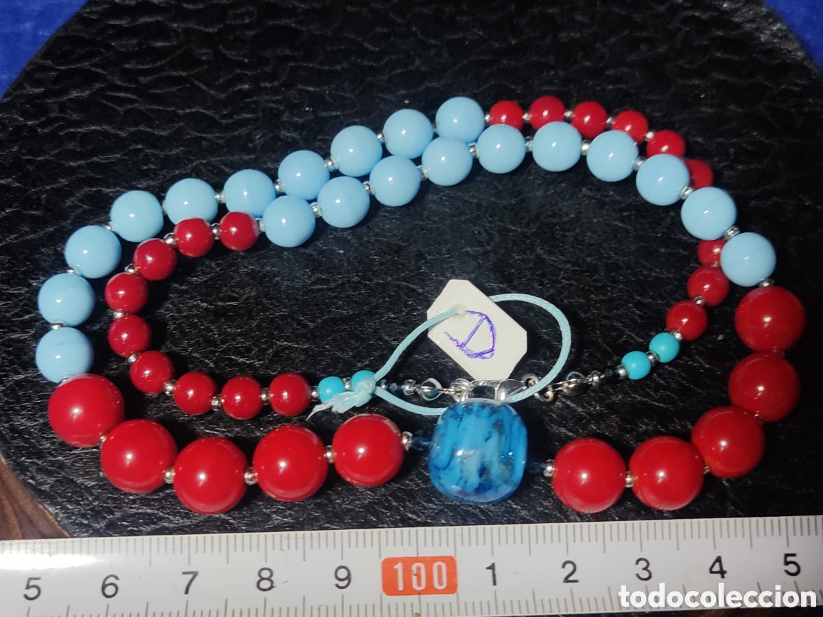 Joyeria: Collar de coral rojo,opalina y bola de cristal de Murano. *D* - Foto 3